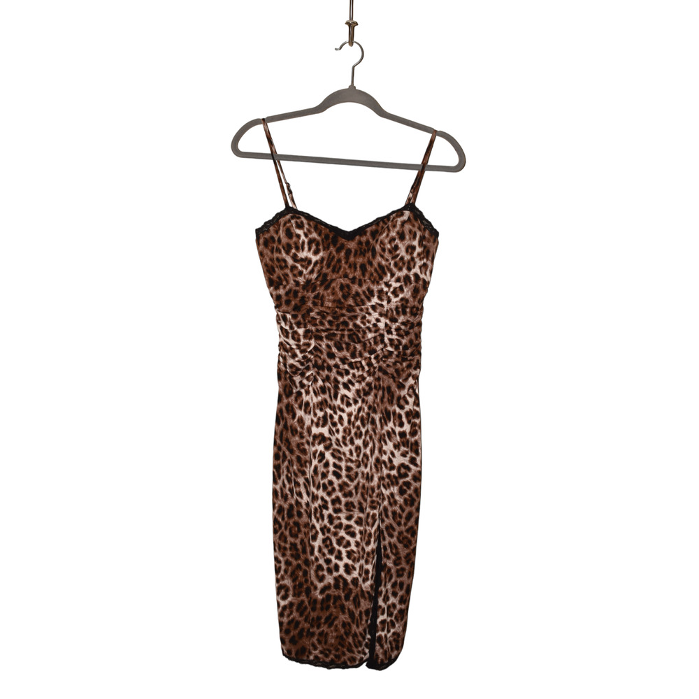 Boston Proper Leopard Print Slip Dress in Brown and Black